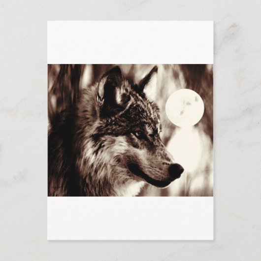 Carte Postale Sepia Wolf & Moon (Devant)