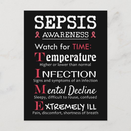 Carte Postale Sepsis Awareness Watch pour le guide TIME (Devant)