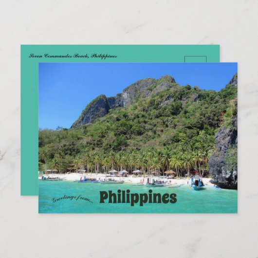 Carte Postale Sept commandos Beach Philippines (Devant / Derrière)