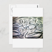 Carte Postale Sept Cygnes Une Baignade (Devant / Derrière)