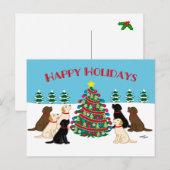 Carte Postale Sept Labradors et Arbre de Noël (Devant / Derrière)