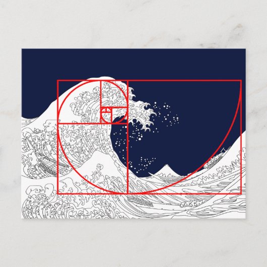 Carte Postale Séquence Fibonacci et la Grande Vague (Devant)