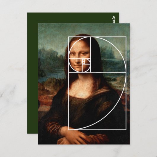 Carte Postale Séquence Leonardo da Vinci Mona Lisa Fibonacci (Devant / Derrière)