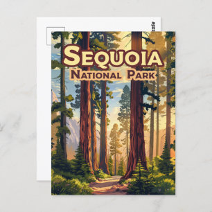 Carte Postale Sequoia National Park California Tree Retro