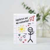 Carte Postale ser mi valentin bocetos de papel de cuaderno (Debout devant)
