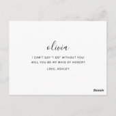 Carte Postale Seras-tu ma demoiselle d'honneur | Noir & Blanc (Dos)