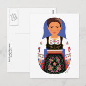 Carte postale Serbe Brunette Matryoshka (Devant / Derrière)