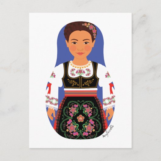 Carte postale Serbe Brunette Matryoshka (Devant)