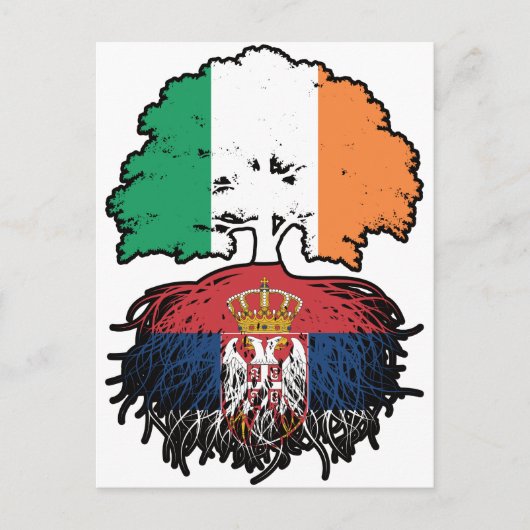 Carte Postale Serbie Serbe Irlande drapeau des racines d'arbre (Devant)