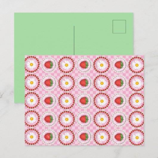 Carte Postale Sérénade de fraises rose (Devant / Derrière)
