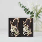 Carte Postale Serenade in Gold – Cat & Harp Postcard (Debout devant)