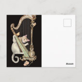 Carte Postale Serenade in Gold – Cat & Harp Postcard (Dos)