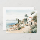Carte Postale Serene Chypre : Imprimantes d'aquarelle numérique (Devant / Derrière)