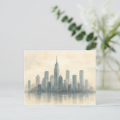Carte Postale Serene Cityscape Réflexion Impression, Skyline mod (Debout devant)