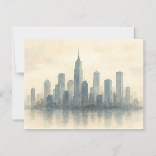 Carte Postale Serene Cityscape Réflexion Impression, Skyline mod