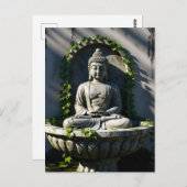 Carte Postale Serene Tranquille Fontaine Bouddha (Devant / Derrière)