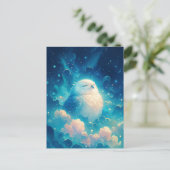 Carte Postale Serene White Owl Napping in Blue Clouds (Debout devant)