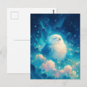 Carte Postale Serene White Owl Napping in Blue Clouds (Devant / Derrière)