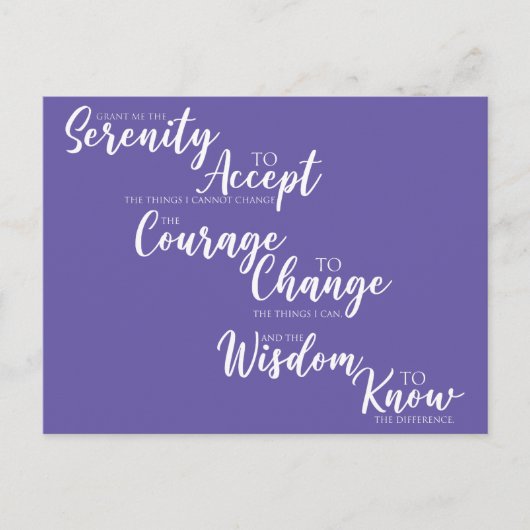 Carte Postale Sérénité D'Accepter La Citation Inspirative (Devant)