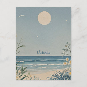 Carte Postale Sérénité de la Lune : Pastel Beach Paysage Design