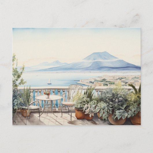 Carte Postale Sérénité de Naples : impressions d'art à l'aquarel (Devant)