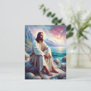 Carte Postale Sérénité divine Jésus au bord de l'océan