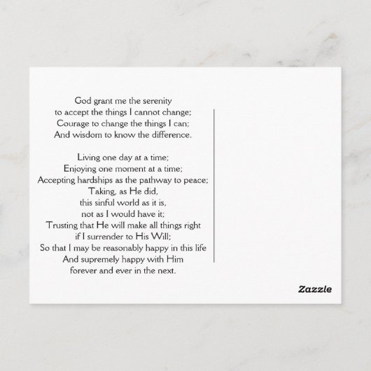 Carte Postale Sérénité Prière Arbre d'hiver (Dos)