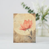 Carte Postale Sérénité rose Fleur et Lune (Debout devant)