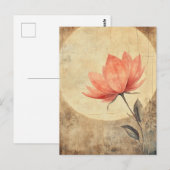 Carte Postale Sérénité rose Fleur et Lune (Devant / Derrière)