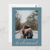 Carte Postale Serez-vous ma demoiselle d'honneur bleu Photo mode (Devant / Derrière)