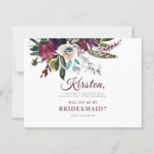 Carte Postale Serez-Vous Ma Femme D'Accueil Burgundy Floral