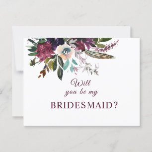Carte Postale Serez-Vous Ma Femme D'Accueil Burgundy Floral