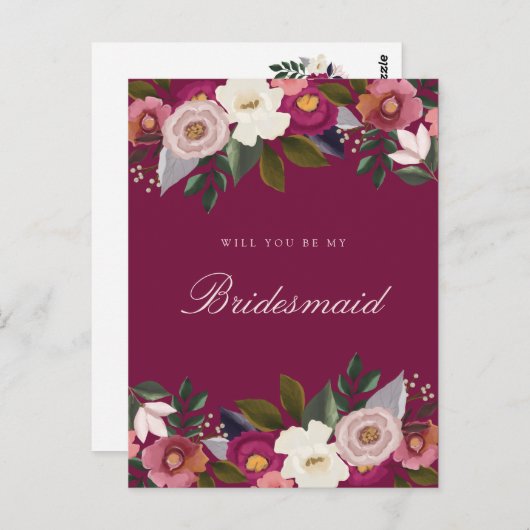 Carte Postale Serez-Vous Ma Femme D'Accueil ? Moody Floral Water (Devant / Derrière)