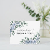 Carte Postale Serez-Vous Ma Fille Fleur Dusty Blue Rose Floral (Debout devant)