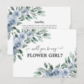 Carte Postale Serez-Vous Ma Fille Fleur Dusty Blue Rose Floral (Devant / Derrière)