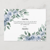 Carte Postale Serez-Vous Ma Fille Fleur Dusty Blue Rose Floral (Dos)