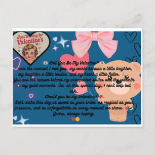 Carte Postale serez-vous ma valentine ?
