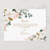 Carte Postale Serez-vous mon chef d'honneur Blush Rose Floral (Dos)