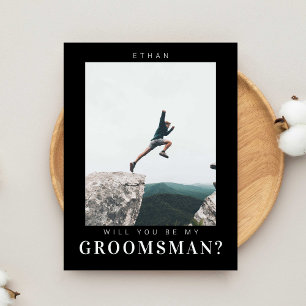 Carte Postale Serez-vous mon Groomsman Minimal Photo Modern Dark