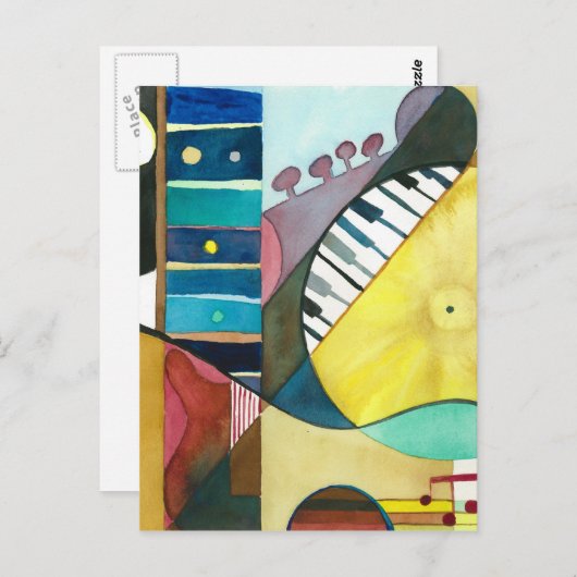 Carte Postale Série musicale - voies de guitare (Devant / Derrière)