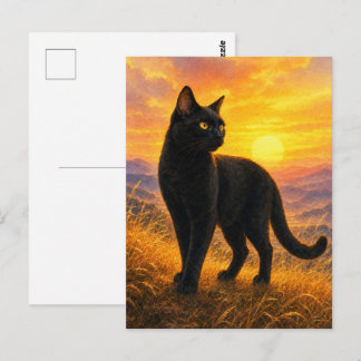 Carte Postale series_4_3|Sunset Hills Black Cat Japanese Art