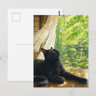 Carte Postale series_4_5|Summer Breeze Black Cat Japanese Art