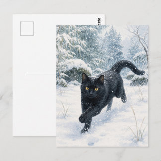Carte Postale series_4_7|First Snow Forest Black Cat JP Art