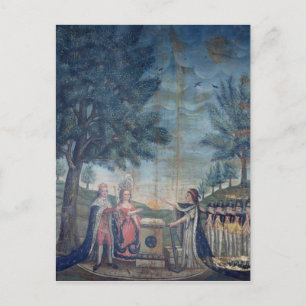 Carte Postale Serment du roi, la reine