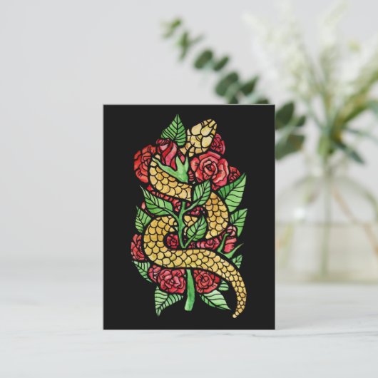 Carte Postale Serpent à fleurs (Debout devant)