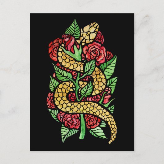 Carte Postale Serpent à fleurs (Devant)