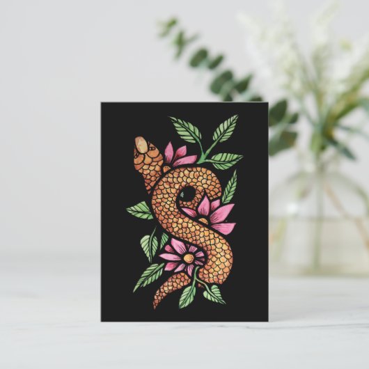 Carte Postale Serpent à fleurs (Debout devant)