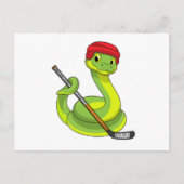 Carte Postale Serpent à Hockey sur glace avec Bâton de hockey su (Devant)