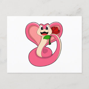 Carte Postale Serpent à la rose