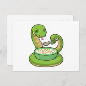 Carte Postale Serpent à manger avec du Muesli (Devant / Derrière)